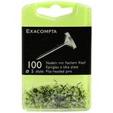 Exacompta - Ref. 14512E - Doos met 100 Platte Kopsignaleringsspelden - Kristalkleur - Vernikkeld Staal