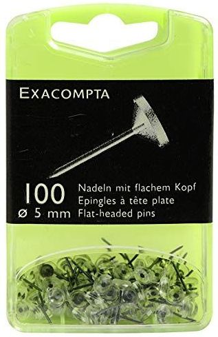 Exacompta - Ref. 14512E - Doos met 100 Platte Kopsignaleringsspelden - Kristalkleur - Vernikkeld Staal