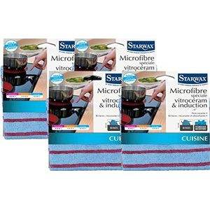 STARWAX Microvezel voor vitroceram en inductie – ideaal voor het reinigen van vuil en vetspatten zonder krassen met een krassende zijde – 4 stuks