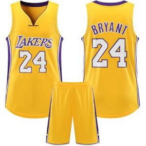 LUVYIMO Mouwloos basketbalshirt kleding mesh vest uniform bovendeel en shorts zomer kleding set wedstrijd show party, geel, L(160-165CM)