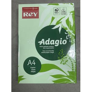 Rey Adagio - Glad - 104 micron - felgroen - A4 (210 x 297 mm) - 80 g/m² - 500 vel(len) riem - reprografisch papier (pak van 5)