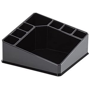 Compactor Vierkante Make-up en Sieradenorganizer, 8 Compartimenten, 14 x 14 x 7.2cm, Zwart