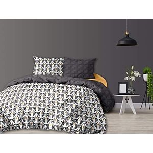 Calitex Beddengoed, 3-delig, 240 x 220 cm, Charleston, 100pourcent_katoen, zwart, 240 x 220 cm