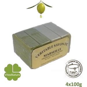 Le Serail ambachtelijke Marseille zeepstukken 2x100g olijf en 2x100g wit
