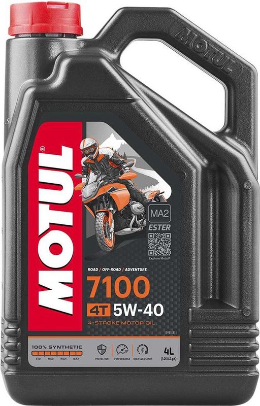 Motul - 7100 4T - Synthetische Motorolie - SAE 10W-40 - API SJ/SL - JASO MA-2