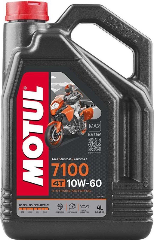 Motul - 7100 4T - Synthetische Olie - SAE 10W-40 - API SJ/SL - JASO MA-2