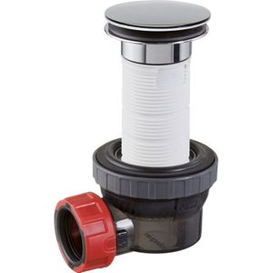 Wirquin 30723976 Quick-clac H100 Ultra compacte afvoer- en sifonset voor Nano 6.7 wastafel, chroom en wit