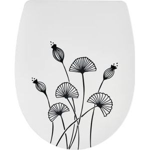 Wirquin 20724240 Marbella Thermoplastische WC-bril U-vorm Floral Decor Zwart