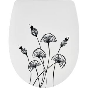 Wirquin 20724240 Marbella wc-bril van thermoplastisch kunststof, bloemendecoratie zwart