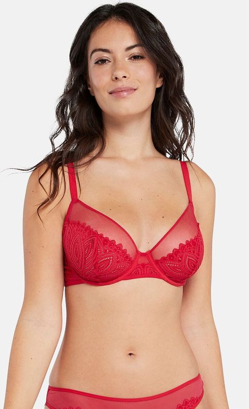 MISS SANS COMPLEXE - Omsluitend BH - Rood - Kant - Beugels