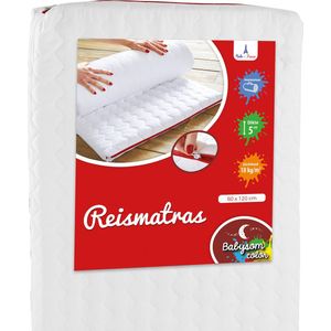 Babysom - Opgerold Baby Reismatras - 60x120 cm | 5 cm dik | Microvezel tijk | Afritsbare tijk | Oeko-Tex® | EU-product