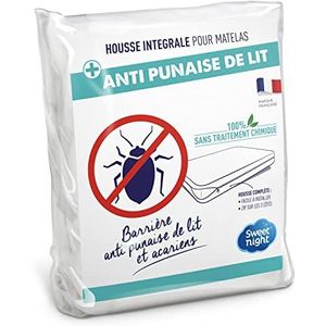 Sweetnight Volledige matrashoes 90x200 cm wantsen en anti-mijt | beschermt je matras volledig | ritssluiting | zonder chemische behandeling | diepte tot 25 cm, wit, 90x200x25 cm