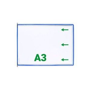 Tarifold Sichttafel A3 quer blau 10 Stück seitl. offen mit 5 Aufsteckr