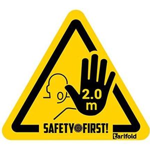 Tarifold Fr 197855 – waarschuwingssticker ""Stop tot 2 m"" – houd je afstanden – 150 x 170 mm | signalering en markering in de bodem ter voorkoming – geel/zwart, 4 stuks