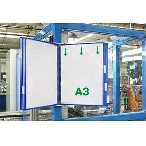 Wandsichttafelsystem A3 grau Metall mit 10 Sichttafeln blau