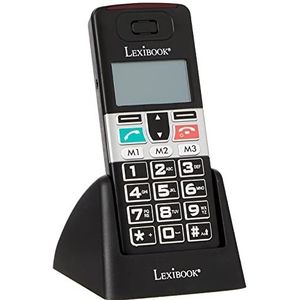 Lexibook, Mobiel voor ouderen, Zaklamp, notitieblok achterop de handset, luide luidspreker, Zwart, MP100
