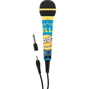 Lexibook Microfoon Universal Ik eenvoudig onverbeterbaar Minions, 3, 5 jack en 6, 3 mm adapter, hoge gevoeligheid, met kinderen of met vrienden te zingen, blauw, MIC100DES