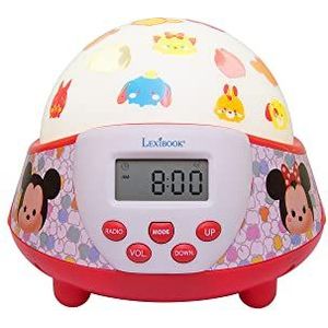 Lexibook Disney Tsum Tsum Mickey Wekkerradio met nachtlampprojector, Energiezuinig, Batterijen, Rood/Wit, NLJ140TT