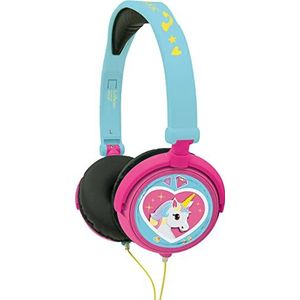 Lexibook Unicorn Stereo Hoofdtelefoon, kinderveilig, opvouwbaar en verstelbaar, Roze/Blauw HP017UNI