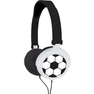 Lexibook HP015FO stereo voetbalhelm voor kinderen, opvouwbaar, verstelbaar, zwart/wit