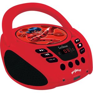 LEXIBOOK RCD108MI, Miraculous cd-speler, microfoonaansluiting, line-in-ingang, batterij of netstroom, rood/zwart