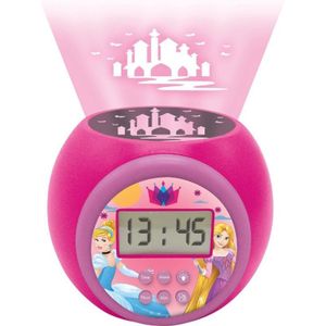 Lexibook, Disneyprinses, Projectiewekker met sluimerfunctie en alarmfunctie, Nachtlampje met timer, LCD-scherm, werkt op batterijen, Roze, RL977DP