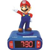 Lexibook Nintendo Super Mario - Wekker met nachtlampje, lichtgevend figuur, keuze uit 6 alarmen, 6 geluidseffecten, klok, wekker voor jongens en meisjes, met sluimerfunctie, blauw/rood - RL800NI