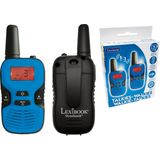 Lexibook Walkie-talkies for kids, toys long range 5km / 3 miles, rechargeable battery, LCD screen, digital sound, indoor and outdoor communication game, Belt clip, Blue / Black, TW43