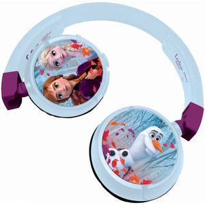 Lexibook - Audio koptelefoon voor kinderen, 2-in-1, bluetooth, Disney Frozen Elsa Anna-stereo, draadloos, bekabeld, beperkt geluid, opvouwbaar, verstelbaar, meisjes, blauw/paars, HPBT010FZ