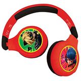 Lexibook - Miraculous Ladybug Chat Noir - 2-in-1 Bluetooth en Bedrade Hoofdtelefoon, Stereo, draadloos, bedraad, geluidsbeperking, opvouwbaar, verstelbaar, oplaadbare batterij, rood/zwart, HPBT010MI