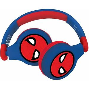 Lexibook - Spiderman-koptelefoon voor kinderen, 2-in-1, Bluetooth, stereo, draadloos, bekabeld, beperkt geluid, opvouwbaar, verstelbaar, voor meisjes/jongens, rood/blauw, HPBT010SP
