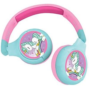 Lexibook Eenhoorn hoofdtelefoon voor kinderen, 2-in-1, Bluetooth, stereo, draadloos, beperkt geluid, opvouwbaar, verstelbaar, HPBT010UNI