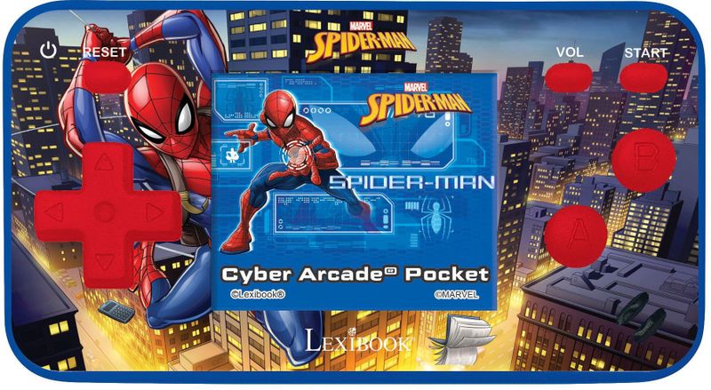 Lexibook Spider-Man Cyber Arcade Pocket-gameconsole, 150 gaming, LCD, op batterijen, rood / blauw, JL1895SP
