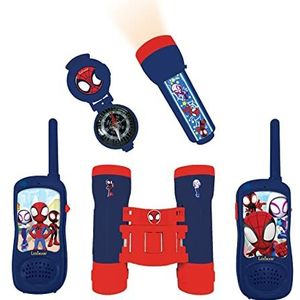 Lexibook Spidey en zijn buitengewone vrienden – Spiderman complete avonturiersset voor kinderen, walkietalkie 120 m, verrekijker, zaklamp, kompas, rood/blauw, RPTW11SP