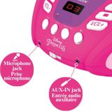 LEXIBOOK RCD109DP Disney Princess-Bluetooth CD-speler voor kinderen - draagbaar, veelkleurige lichteffecten, microfoon, Aux-in-aansluiting, AC of batterijvoeding