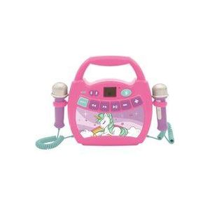 LEXIBOOK Unicorn - Mijn eerste digital karaoke speler met twee microfoons, LED lichteffecten, Bluetooth en oplaadbare batterij