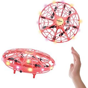 Lexibook, Crosslander® UFO, Eerste oplaadbare verlichte drone met gebarenbesturing voor kinderen, tot 5 km/u, bewegingssensor, hoogtebehoud, lichteffecten, binnen of buiten, Rood, UFO01