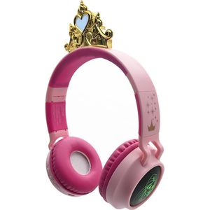 Lexibook - Disney Princess, 2-1 Draadloze en bedrade hoofdtelefoon met prinsessenkroon, geluid van hoge kwaliteit beperkt tot 85 dB, lichteffecten, opvouwbaar, verstelbaar, oplaadbaar, HPBT015DP