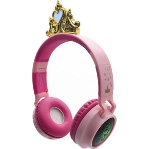 Lexibook - Disney-prinsessen - Draadloze en bekabelde 2-in-1 hoofdtelefoon met prinsessenkroon, hoogwaardig geluid beperkt tot 85 dB, lichteffecten, opvouwbaar, verstelbaar, oplaadbaar, HPBT015DP