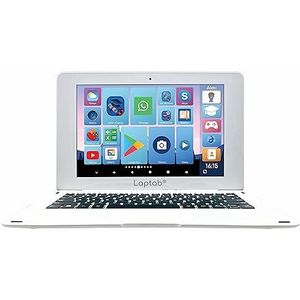 Lexibook LAPTAB 10 Laptop met touchscreen, ontworpen voor het hele gezin, pedagogische en grappige inhoud, aangedreven door Android, kinderbeveiliging, ultradun en licht (LT10ES)
