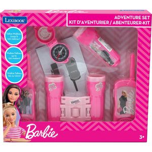 LEXIBOOK Barbie avonturenset met 2 portofoons tot 120 m, verrekijker, zaklamp en kompas
