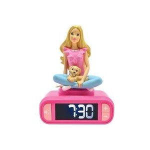 Lexibook Barbie Wekker met nachtlampje, lichtgevend figuur, keuze uit 6 alarmen, 6 geluidseffecten, lcd-display met achtergrondverlichting, snooze, roze, RL800BB