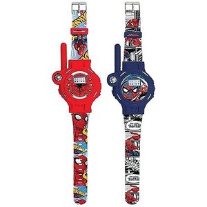 Lexibook - Spider-Man - Walkie-Talkies Horloge, 2 stuks, bereik tot 200m, zaklamp, kompas, oplaadbaar, blauw/rood - DMWTW1SP