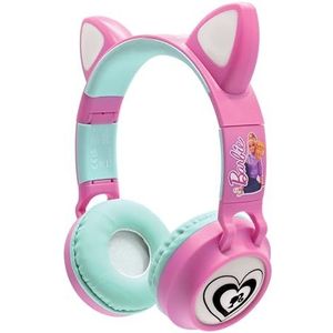 Lexibook, Barbie HPBTKTBB 2-in-1 Bluetooth en bekabelde hoofdtelefoon met kattenoren, oplaadbaar met lichteffecten, stereogeluid, opvouwbaar, verstelbaar, ledverlichting