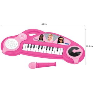 Lexibook Barbie Elektronische piano voor kinderen met lichteffecten, microfoon, batterij, geïntegreerde luidspreker, demomelodieën, DJ-speler, roze, K704BB