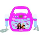 Lexibook, Mattel Barbie, Draagbare digitale karaoke-speler voor kinderen, Microfoons, Lichteffecten, Bluetooth®, Opnemen en stemverwisselaar, Roze, MP320BBZ