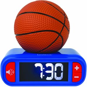 Lexibook, Basketbal, Basketbal nachtlampje wekker, Geluiden en melodieën, LCD scherm met achtergrondverlichting, Lichtgevend, Snooze, Blauw/oranje, RL800BA