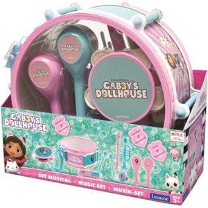 Lexibook, Gabby's Dollhouse, Set van 7 muziekinstrumenten (Drum, Maracas, Castagnet, Harmonica, Fluit, Trompet, Tamboerijn), Muzikaal speelgoed, Handig mee te nemen, Roze/blauw, K360GDH