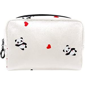 Cosmetische tas voor dames,kleine make-uptas voor portemonnee,panda lichtoranje achtergrond,Cosmetische reistas,make-uptasje