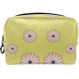 Cosmetische tas voor dames,kleine make-uptas voor portemonnee,chrysant gele achtergrond,Cosmetische reistas,make-uptasje